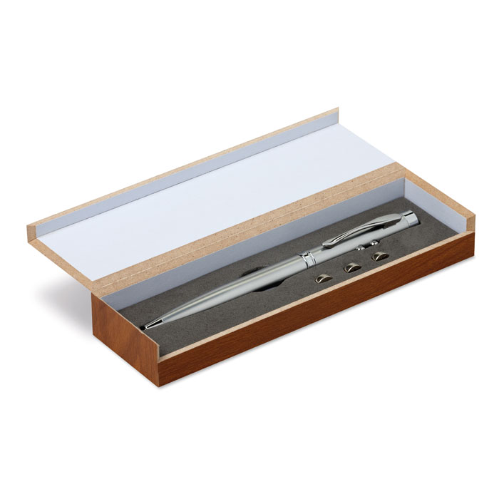Penna a sfera multifunzione in colore silver, con refill blu — Ufficio e scrittura personalizzabile con il tuo logo
