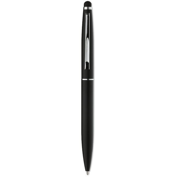 Penna a sfera in alluminio con meccanismo twist, finitura opaca e punta touch — gadget promozionale personalizzabile con il tuo logo