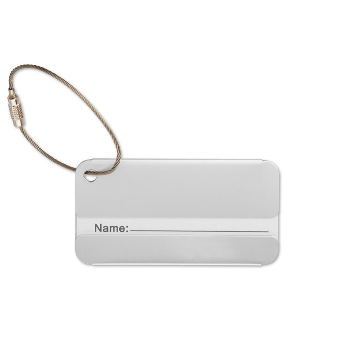 Etichetta bagaglio in alluminio — gadget promozionale personalizzabile con il tuo logo
