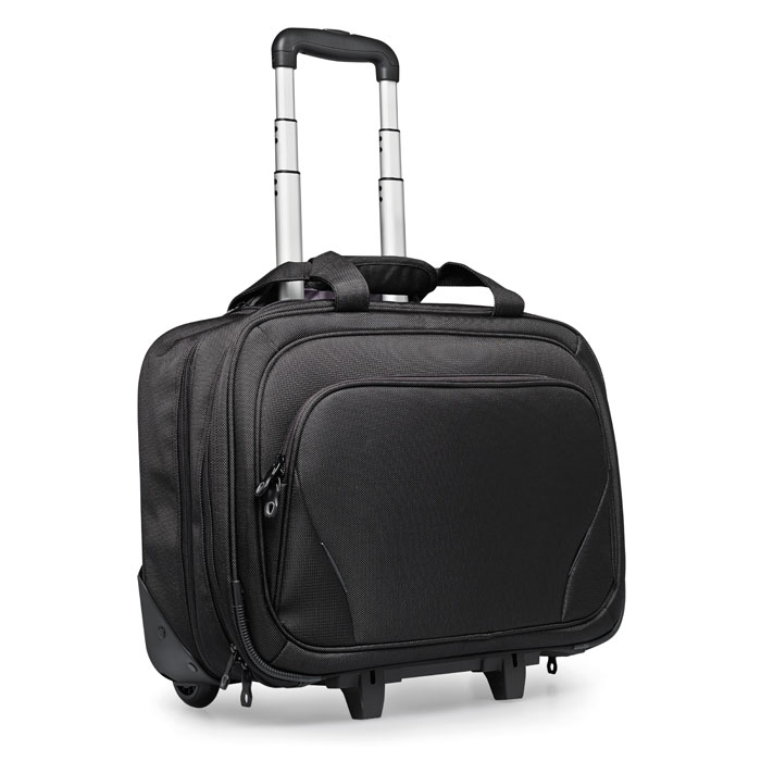 Trolley con comparto per laptop da 17 inch e comparto per tablet da 10 inch — gadget promozionale personalizzabile con il tuo logo