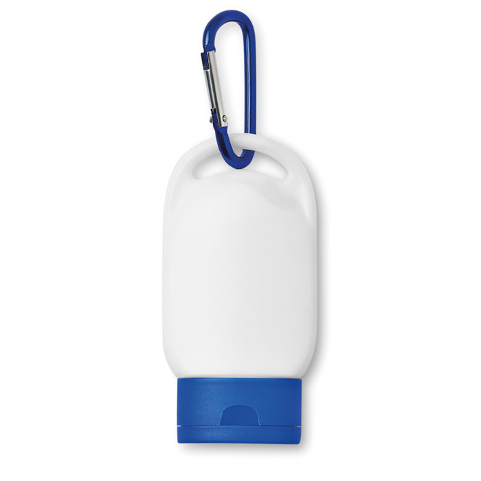 Protezione solare SPF25 con moschettone — gadget promozionale personalizzabile con il tuo logo