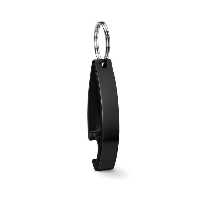 Portachiavi apribottiglie in alluminio con finitura lucida — gadget promozionale personalizzabile con il tuo logo