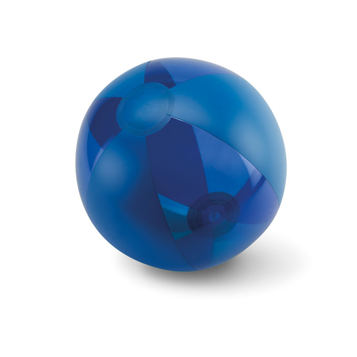 Pallone da spiaggia gonfiabile con spicchi alternati trasparenti — gadget promozionale personalizzabile con il tuo logo