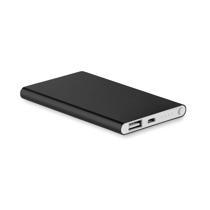 Power bank in alluminio riciclato da 4000 mAh — gadget promozionale personalizzabile con il tuo logo