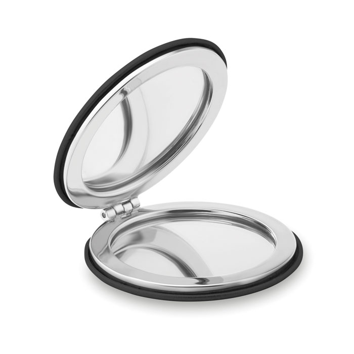 Specchietto rotondo in PU — gadget promozionale personalizzabile con il tuo logo