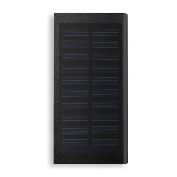 Power bank solare da 8000 mAh in alluminio — gadget promozionale personalizzabile con il tuo logo