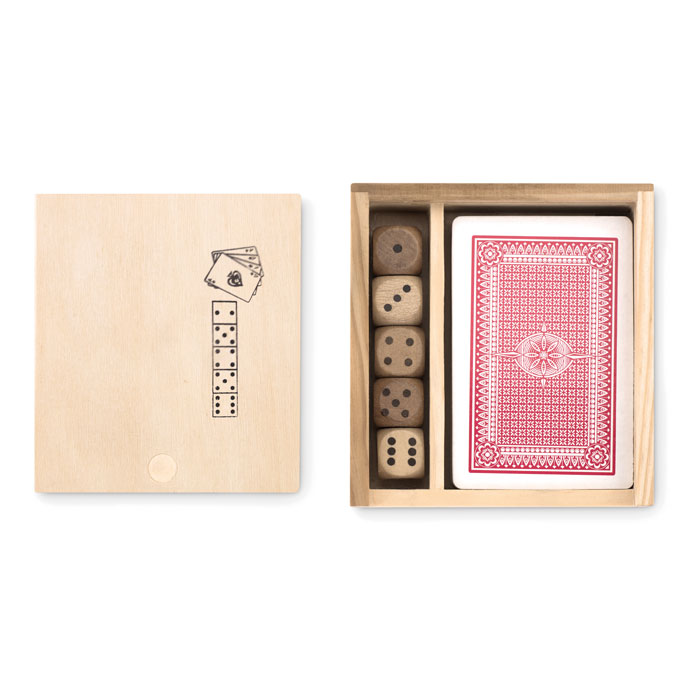 Set gioco carte e dadi — gadget promozionale personalizzabile con il tuo logo