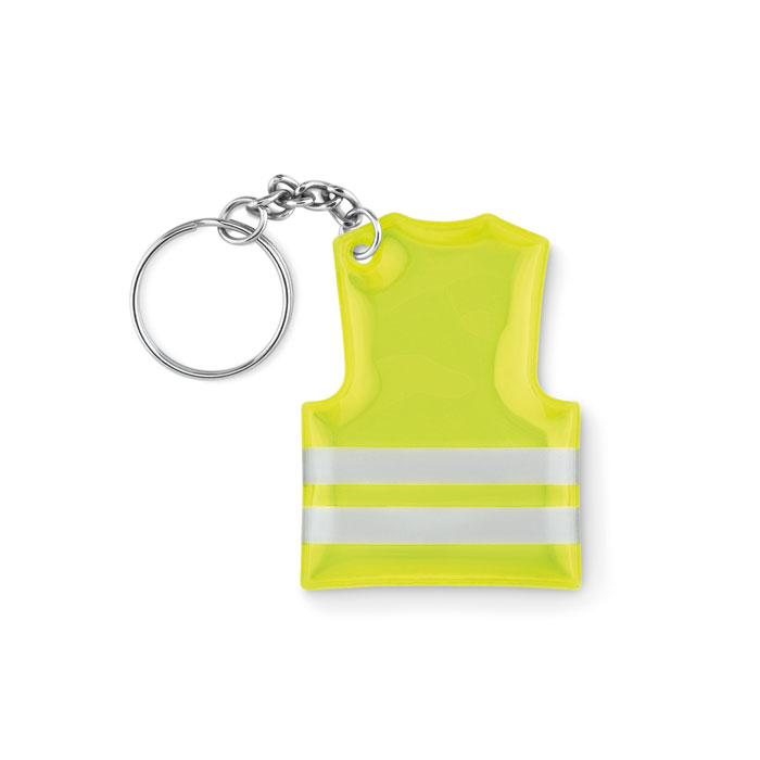 Portachiavi gilet rifrangente — gadget promozionale personalizzabile con il tuo logo