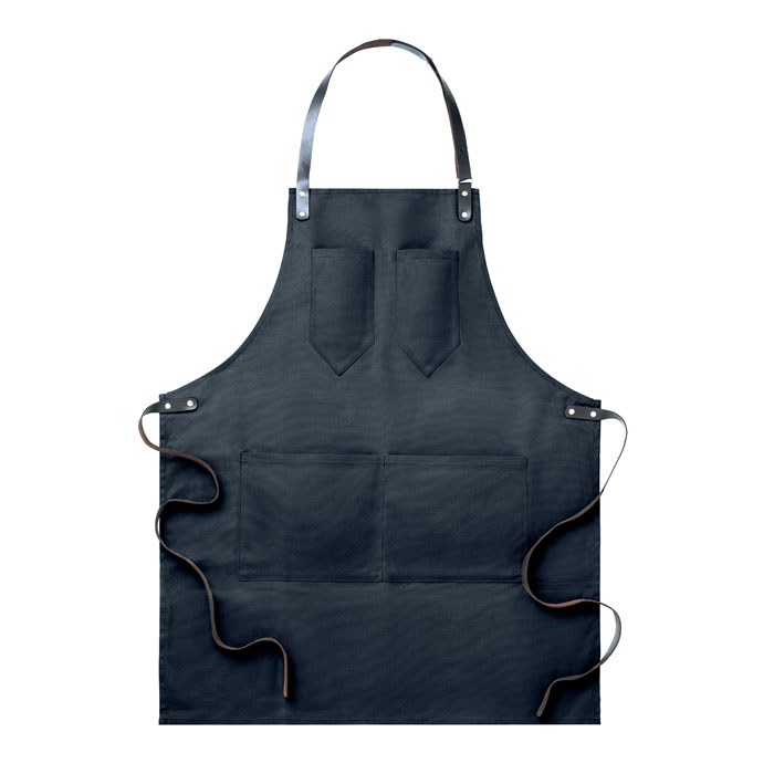 Grembiule rifinito in pelle — gadget promozionale personalizzabile con il tuo logo