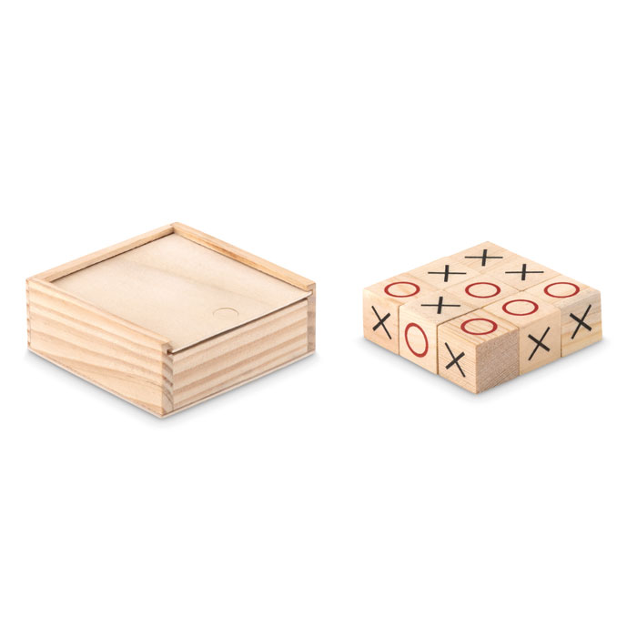 Gioco del tris in legno — gadget promozionale personalizzabile con il tuo logo