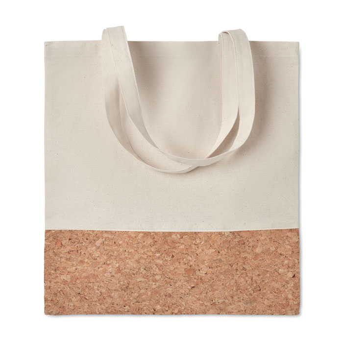Shopper c/dettagli in sughero — gadget promozionale personalizzabile con il tuo logo