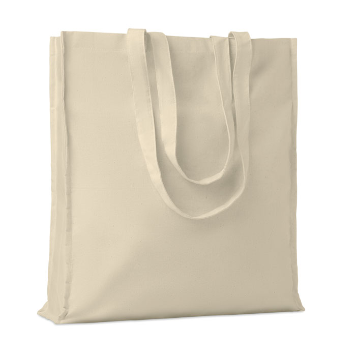 Shopper in cotone c/soffietto e manici lunghi — gadget promozionale personalizzabile con il tuo logo
