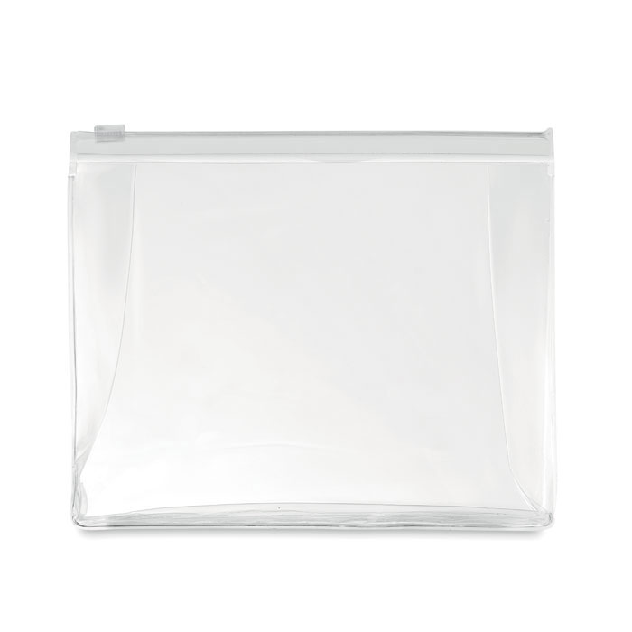 Portacosmetici in PVC con chiusura a zip — gadget promozionale personalizzabile con il tuo logo
