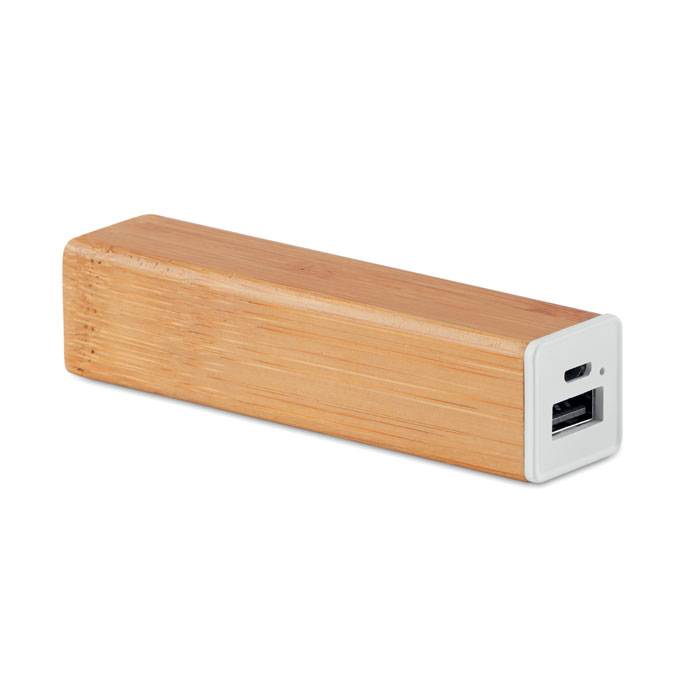 Power bank in bamboo — gadget promozionale personalizzabile con il tuo logo
