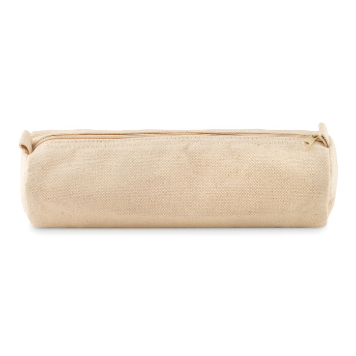 Porta matite in cotone da 320gr con zip e cuciture in colore abbinato — gadget promozionale personalizzabile con il tuo logo