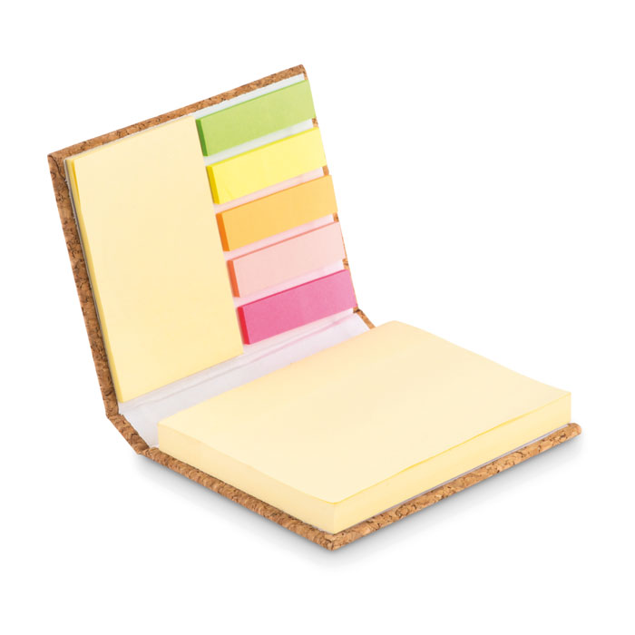 Memopad in sughero — gadget promozionale personalizzabile con il tuo logo