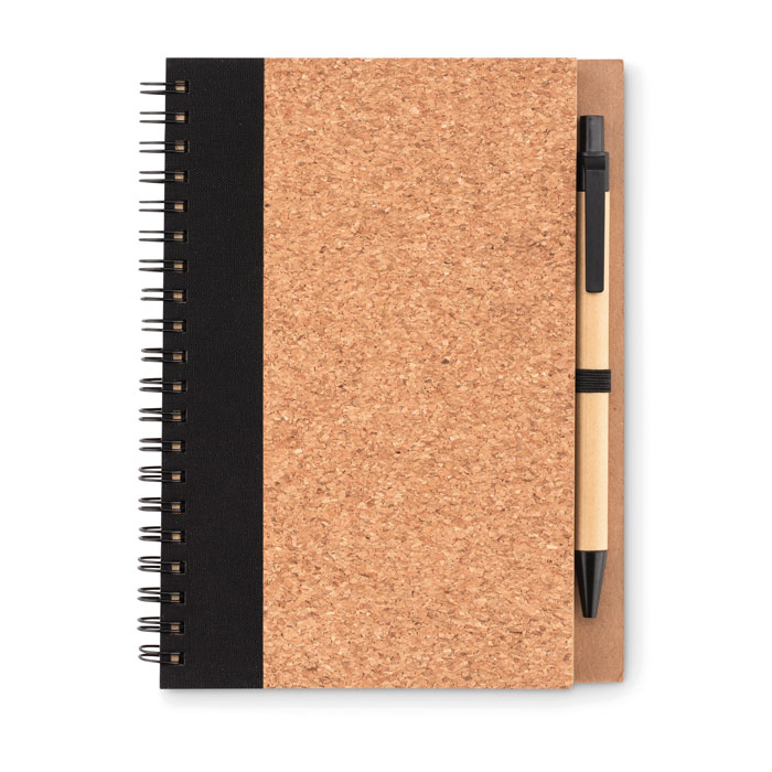 Notebook in sughero c/penna — gadget promozionale personalizzabile con il tuo logo