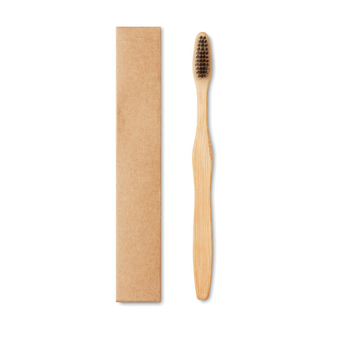 Spazzolino da denti in bamboo — gadget promozionale personalizzabile con il tuo logo