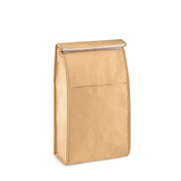 Portapranzo in paperwoven con tasca frontale — gadget promozionale personalizzabile con il tuo logo