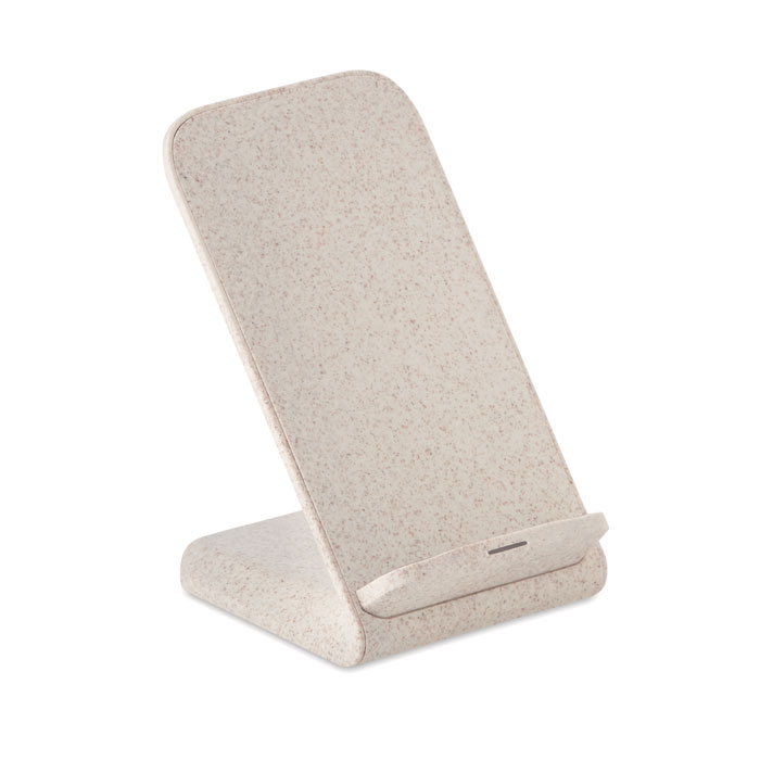 Caricatore wireless in paglia (35%) e ABS (65%) — gadget promozionale personalizzabile con il tuo logo
