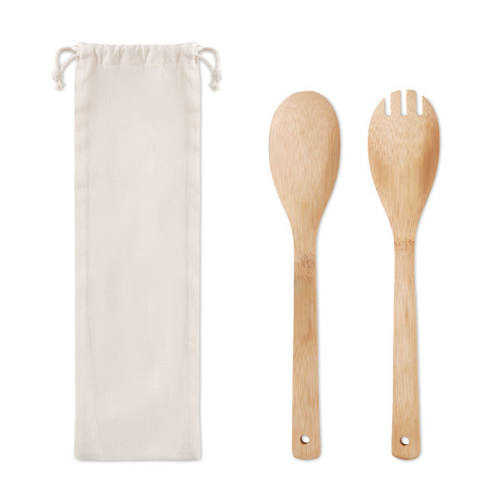 Set utensili in bamboo — gadget promozionale personalizzabile con il tuo logo