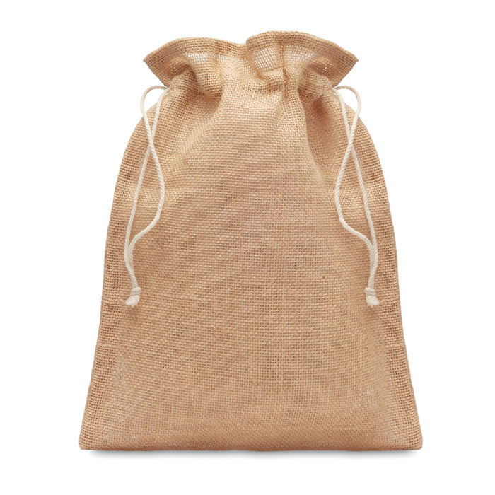 Piccola borsa in juta — gadget promozionale personalizzabile con il tuo logo