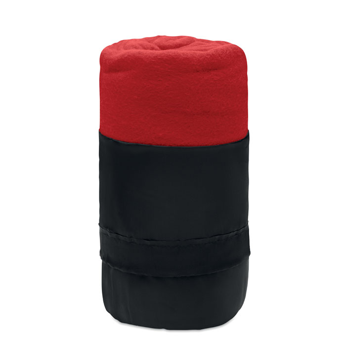 Coperta da viaggio in poliestere RPET — gadget promozionale personalizzabile con il tuo logo
