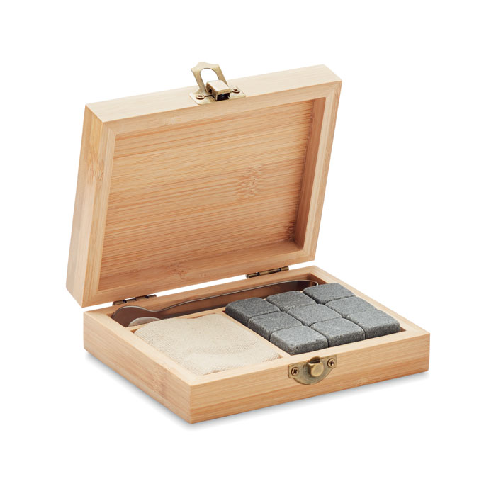 Set whisky in bamboo — gadget promozionale personalizzabile con il tuo logo