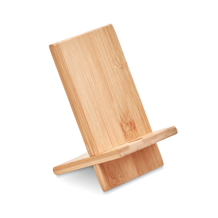 Portatelefono in bamboo — gadget promozionale personalizzabile con il tuo logo