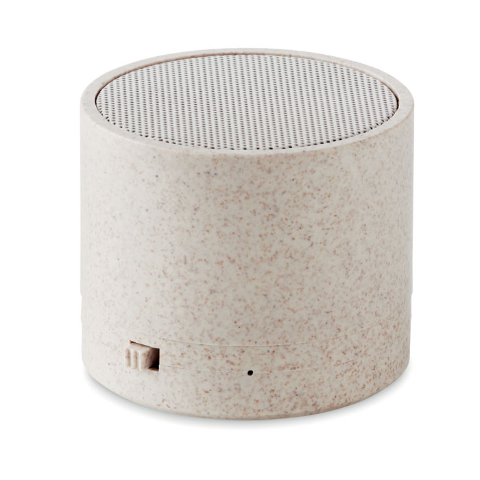 Speaker wireless in paglia — gadget promozionale personalizzabile con il tuo logo
