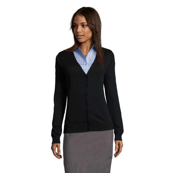 GOLDEN WOMEN V NECK CARDIGA — gadget promozionale personalizzabile con il tuo logo
