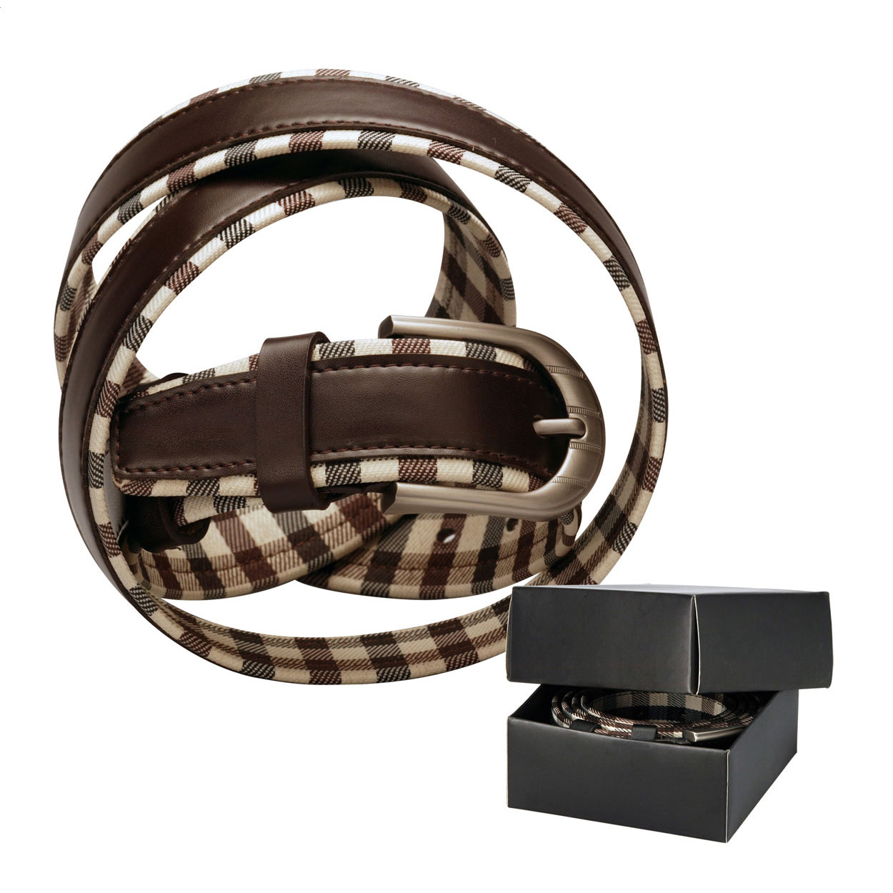 Cintura unisex in pelle con clip in metallo — gadget promozionale personalizzabile con il tuo logo