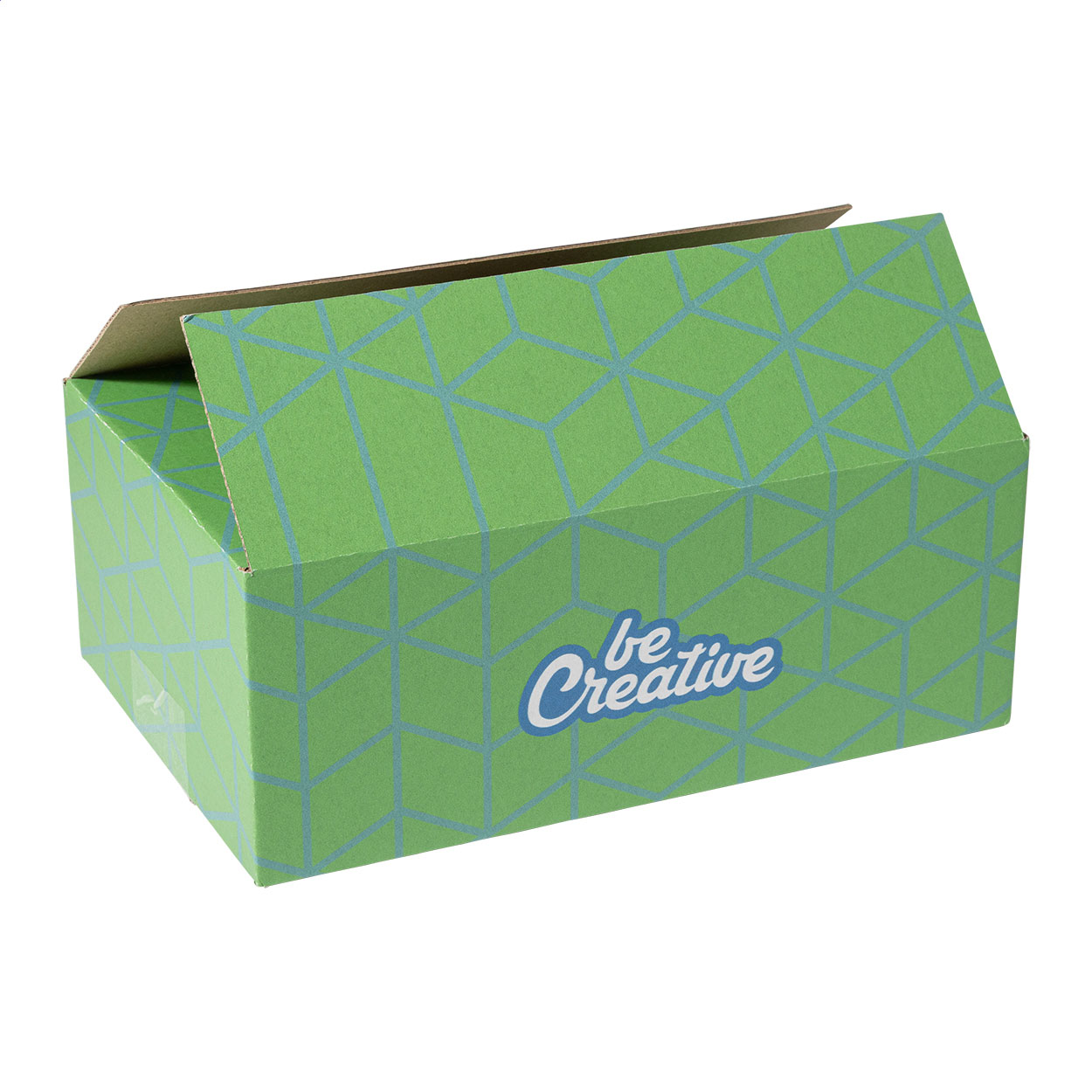 Scatola per spedizioni in cartone ondulato personalizzabile con stampa a colori — gadget promozionale personalizzabile con il tuo logo