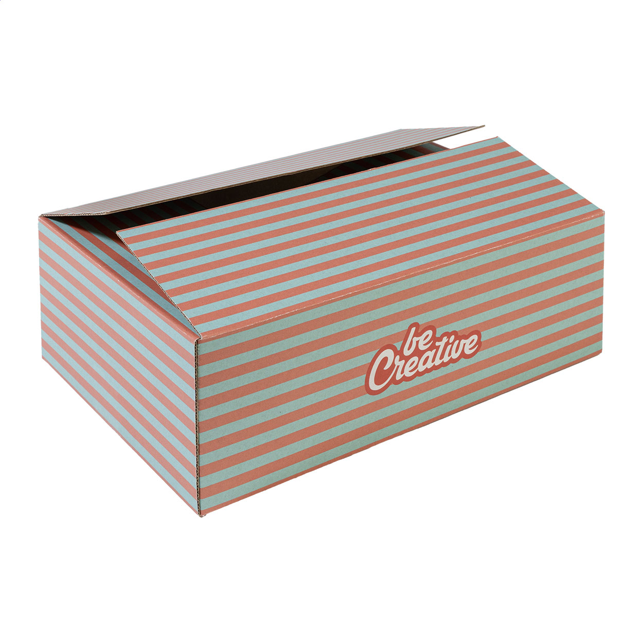 Scatola per spedizioni in cartone ondulato personalizzabile con stampa a colori — gadget promozionale personalizzabile con il tuo logo