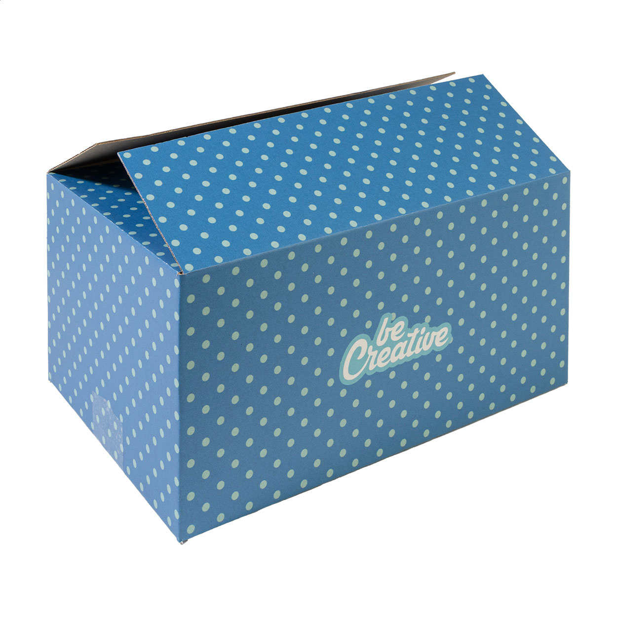 Scatola per spedizioni in cartone ondulato personalizzabile con stampa a colori — gadget promozionale personalizzabile con il tuo logo