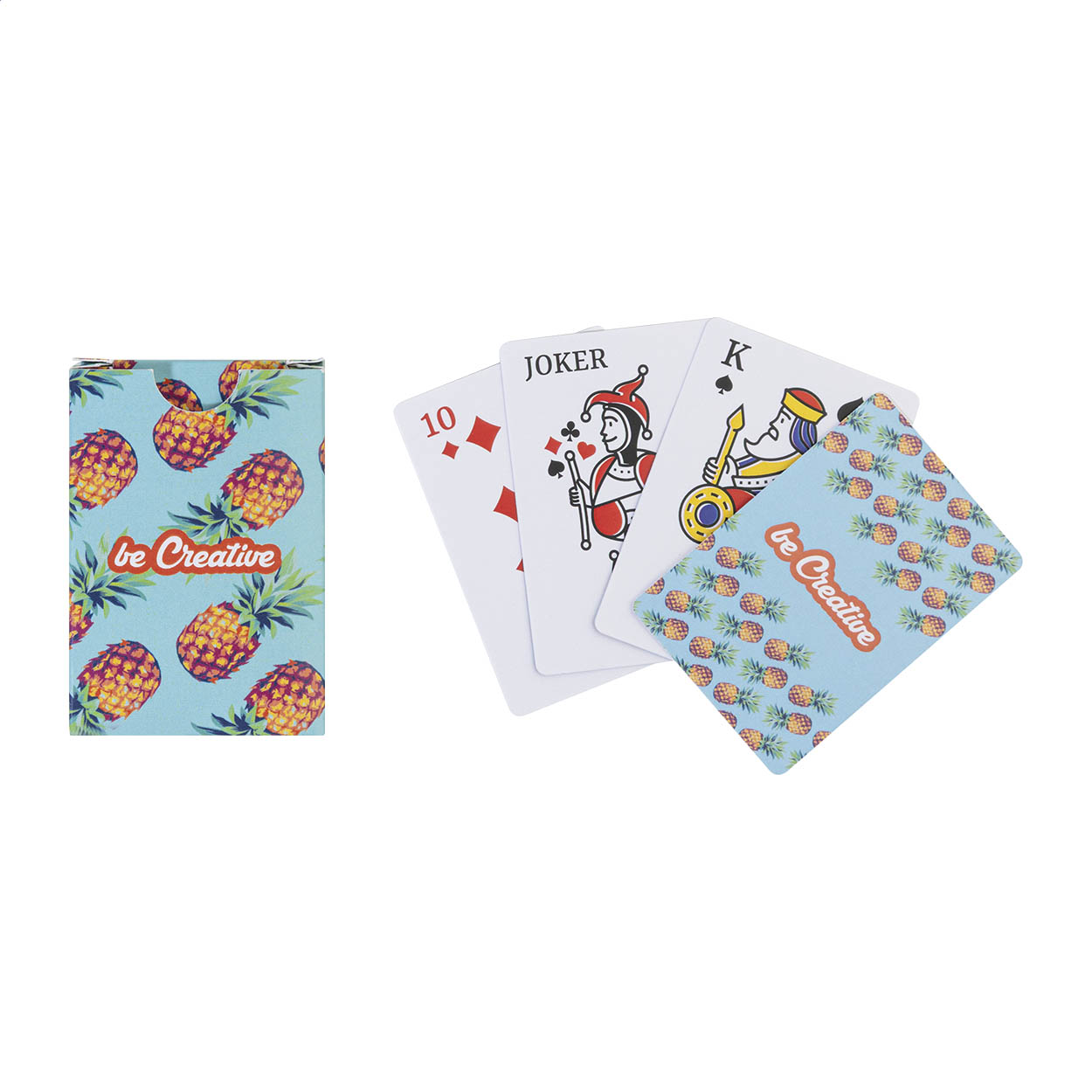 Mazzo da 54 carte da gioco classiche personalizzabili, in formato mini da viaggio in scatola di carta — gadget promozionale personalizzabile con il tuo logo