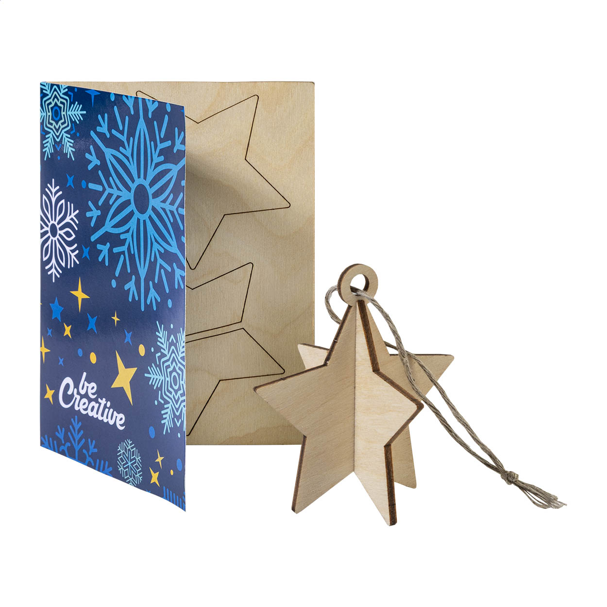 Cartolina natalizia, stella — gadget promozionale personalizzabile con il tuo logo