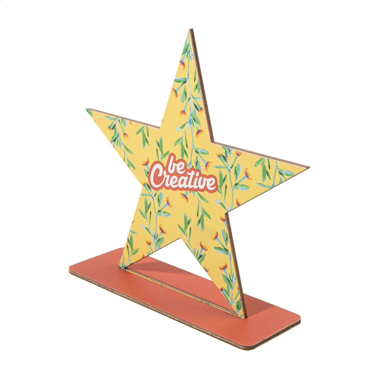 Trofeo in legno personalizzabile, stella — gadget promozionale personalizzabile con il tuo logo