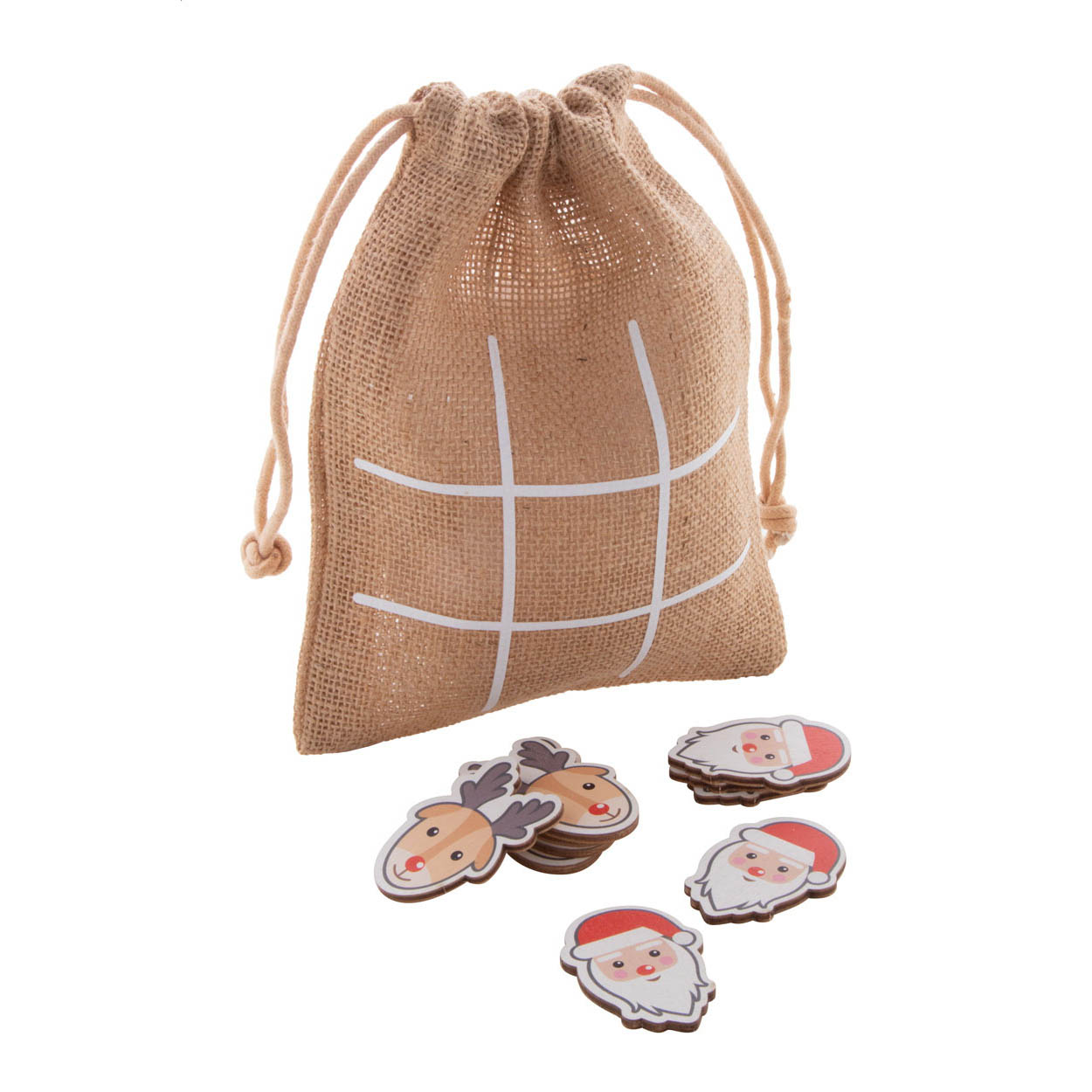 Gioco tris natalizio, Babbo Natale e renne — gadget promozionale personalizzabile con il tuo logo