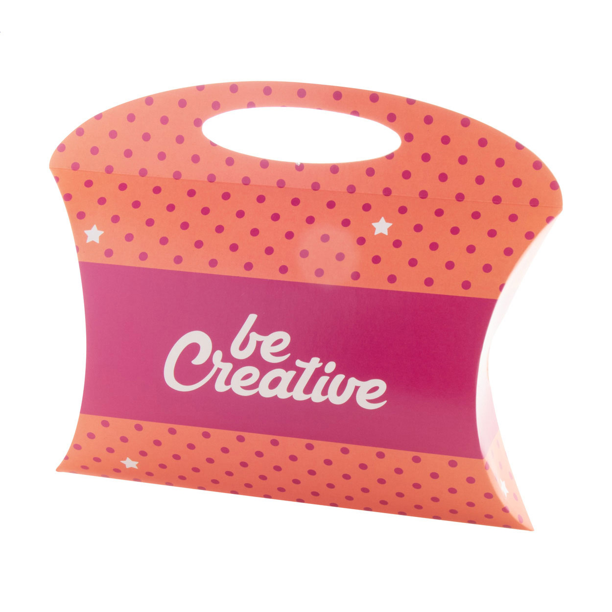Scatola bomboniera in cartoncino personalizzabile a colori con maniglia — gadget promozionale personalizzabile con il tuo logo