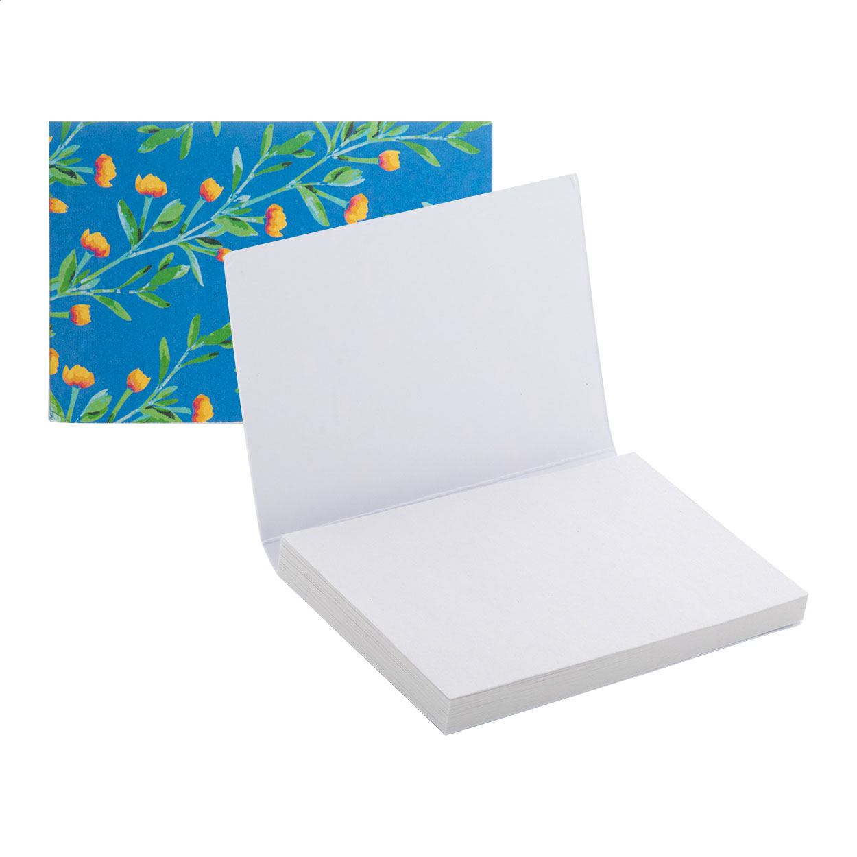 Blocco fogli adesivi con copertina in carta — gadget promozionale personalizzabile con il tuo logo