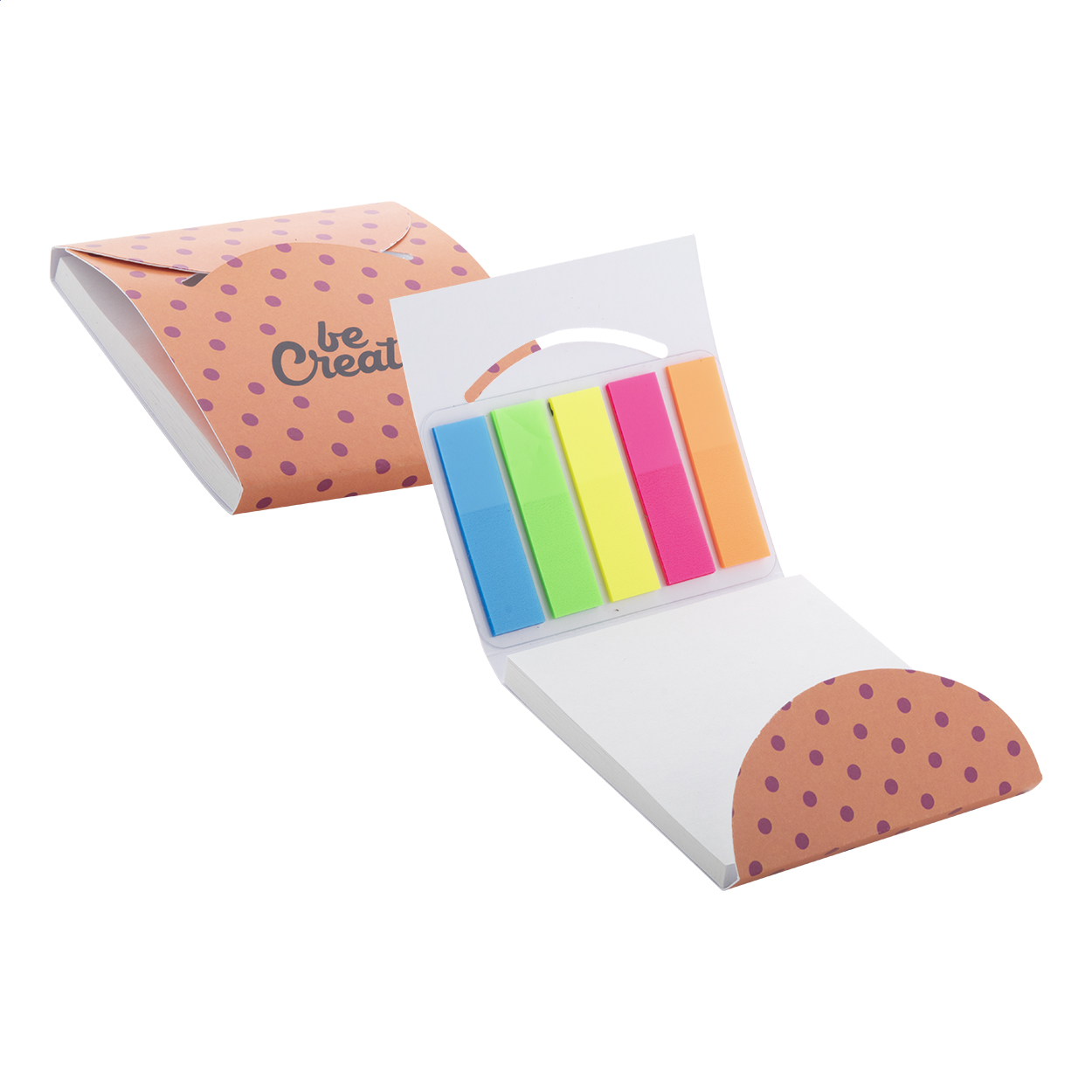 Blocco fogli adesivi con copertina in carta — gadget promozionale personalizzabile con il tuo logo