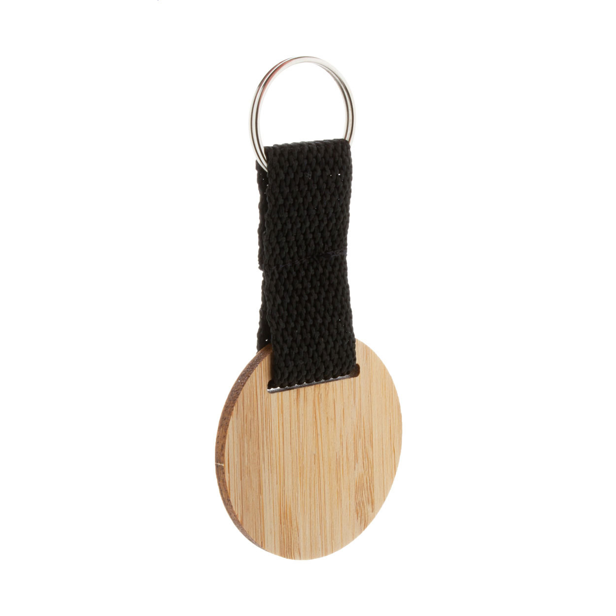 portachiavi in bamboo, tondo — gadget promozionale personalizzabile con il tuo logo