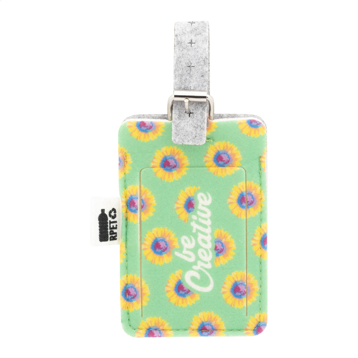Etichetta bagaglio in RPET personalizzabile — gadget promozionale personalizzabile con il tuo logo