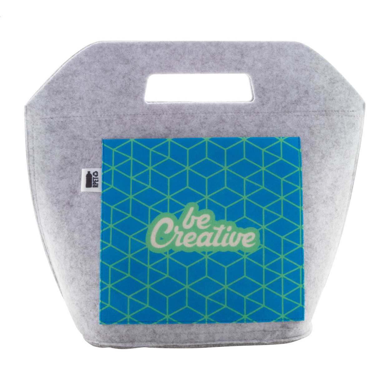 Borsa in feltro RPET — gadget promozionale personalizzabile con il tuo logo