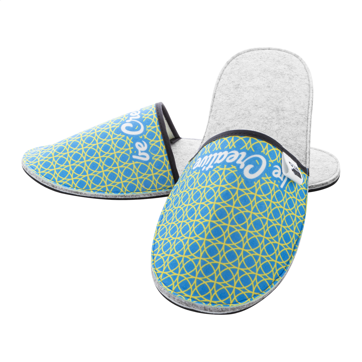 Pantofole personalizzabili in RPET — gadget promozionale personalizzabile con il tuo logo
