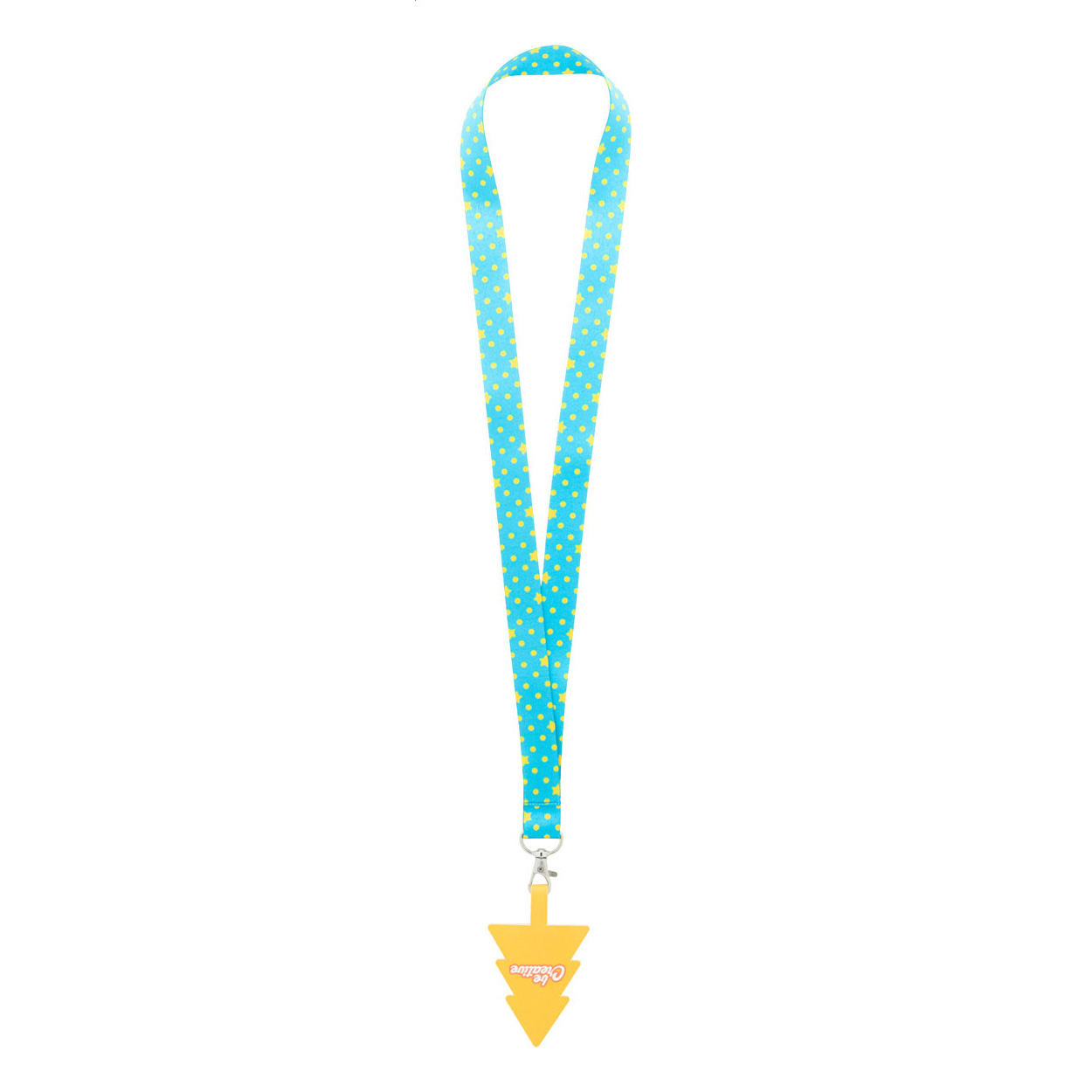 Lanyard portacellulare in RPET personalizzabile con grafica stampata in sublimazione su entrambi i lati, moschettone in metallo ed inserto portacellulare a forma di albero di Natale in carta antistrappo stampato in quadricromia — gadget promozionale personalizzabile con il tuo logo