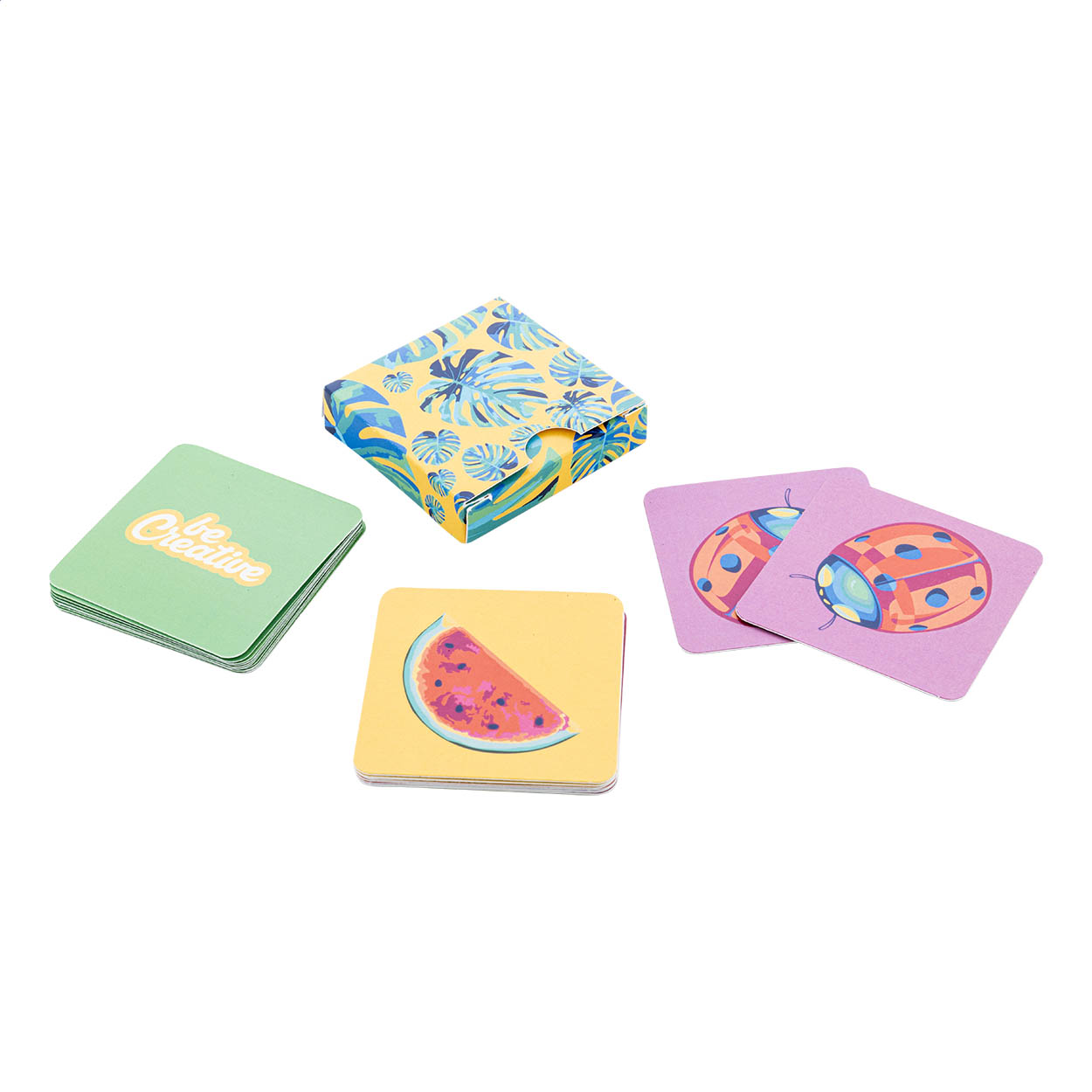 Gioco di memoria composto da 24 tessere in cartoncino (55x55mm) in scatola di cartoncino personalizzabile — gadget promozionale personalizzabile con il tuo logo