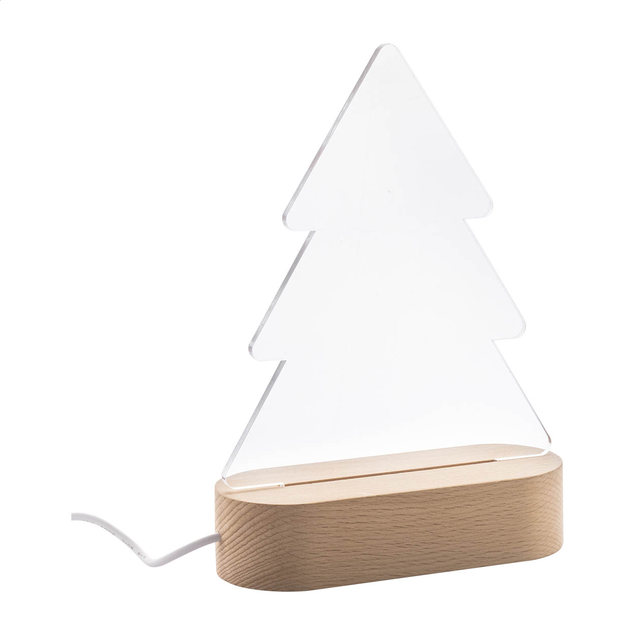 Trofeo albero natalizio con luce LED — gadget promozionale personalizzabile con il tuo logo