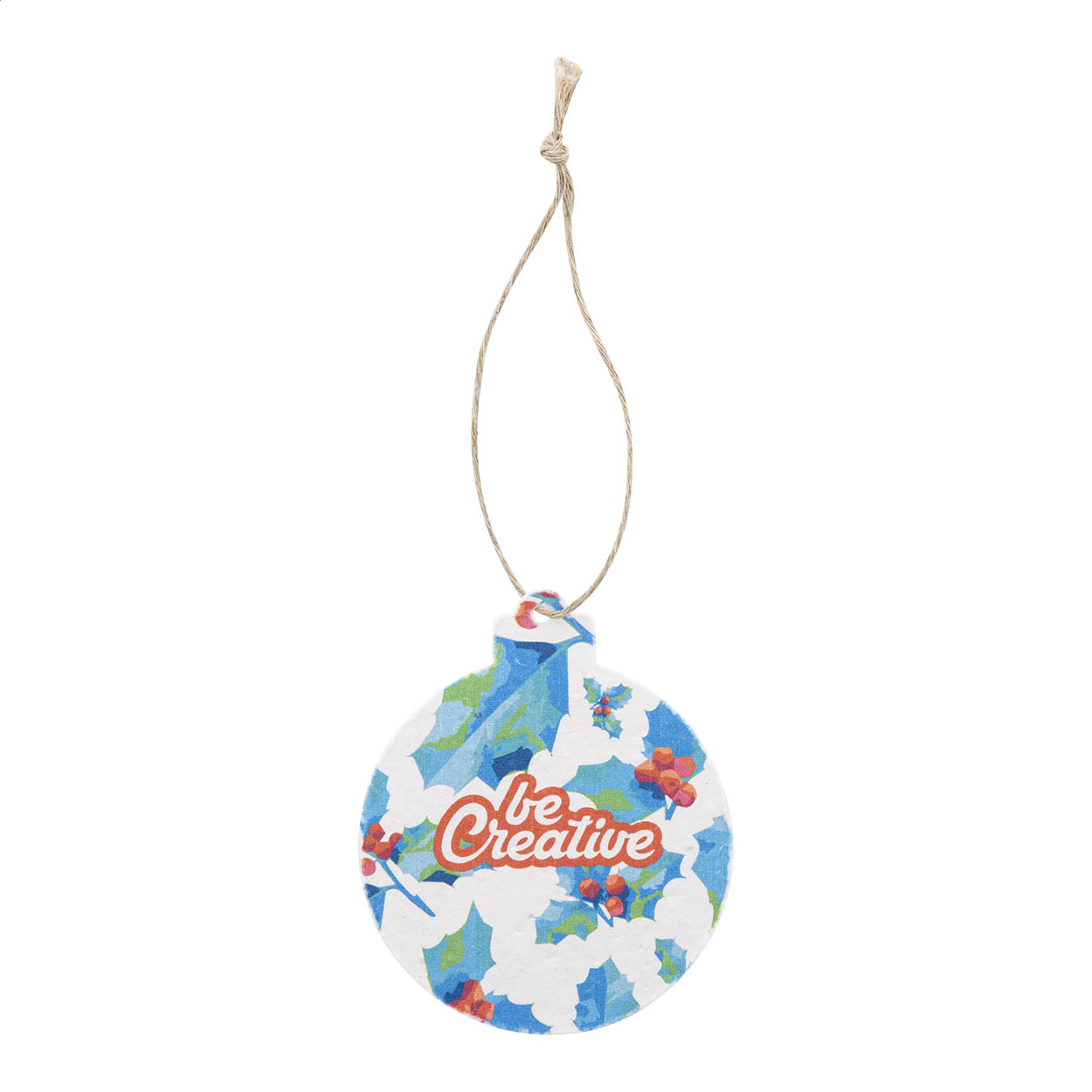ornamento per albero di Natale personalizzato in carta di semi, rotondo — gadget promozionale personalizzabile con il tuo logo